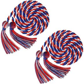2 Pcs Graduation Honor Cords Ropes Braided Tassel Cord Bachelor Gown Cord Graduation Ceremony Cords Graduation Decorations Blue Red White