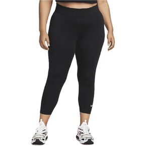 Nike Sportswear Essential Women's 7/8 Mid-Rise Leggings (Plus Size) (DM9284-010, Black/White)