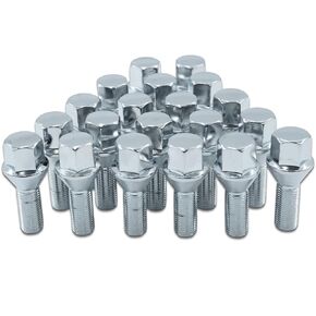 12x1.25 Lug Nut Bolts Compatible with Jeep Compass, Renegade, Cherokee, Fiat, Chrysler 200, Dodge Dart, 20 Pcs, Silver Shank Length 28mm