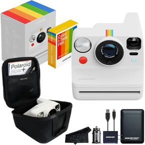 Polaroid Now+ 3rd Generation Bluetooth i-Type Instant Camera with 16 Color Film Photos, Arctic Blue | App Controlled with Signature Series Power Bundle