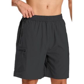 Mens Hybrid Shorts for Running Athletic Hiking Sports Workout Quick Dry Lightweight Breathable with 4 Zipper Pocket