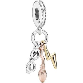 Glasses Charm 925 Sterling Silver Pendant,Jewelry Beads Gifts for Women Bracelet&Necklace A0038