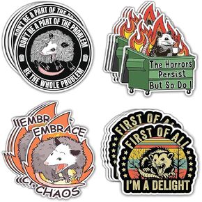 GRITKULTURE Don't Be A Part of The Problem Be The Whole Problem- Funny Decal Stickers 16 Pack Possum First of All I'm A Delight Opossum for Car Trucks Bumper Phone Water Decor