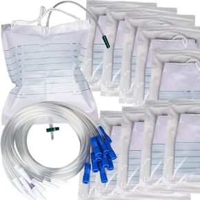 10 Packs Urinary Drainage Bags, 4000mL Urinary Bags with 10PCS 36-inch Extension Tubes, Large Volume Anti-Reflux Drain Bags, Overnight Collector Urine Bags for Health Aids