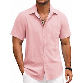 COOFANDY Mens Button Down Shirts Lightweight Breathable Short Sleeve Shirt Summer Beach Top