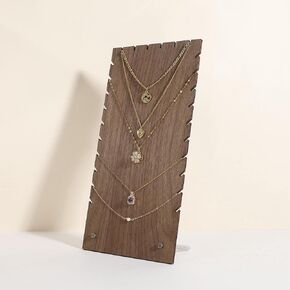 GemeShou Big necklace storage organizer for boutique store, Walnut necklace display stand for selling, Wooden jewelry organizer board【Necklace board-Long】