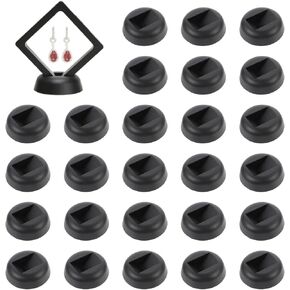 POPETPOP 30pcs Floating Display Case Holder Base Jewelry Stand for Display Picture Frame Stand Coin Display Case Holder Black