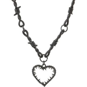 Gothic Barbed Wire Heart Necklace Y2k Heart Necklace for Women Punk Personality Large Heart Earring Halloween Accessories Jewelry for Women