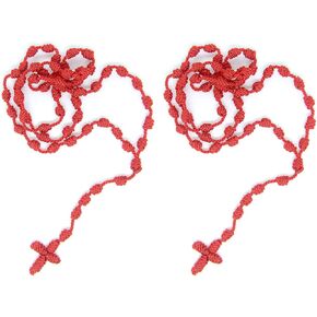 Catholic Town Lot of 2 Knotted Cord Rope Rosary Large and Strong available in Brown and Red colors