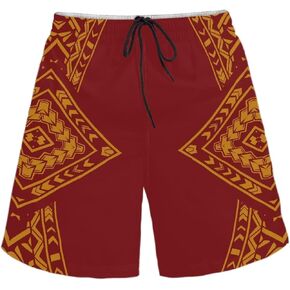Polynesian Style Prints Mens Shorts Casual Mens Athletic Shorts Samoa Print Colorful Hemp Leaves Men's Shorts