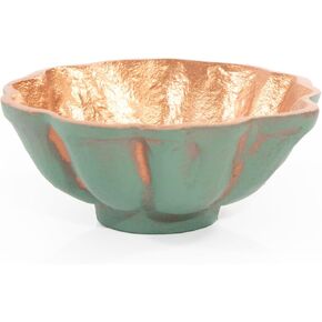 ANDALUCA Daisy Shaped Turqouise Bronze Finish Metal Decorative Bowl (Medium)