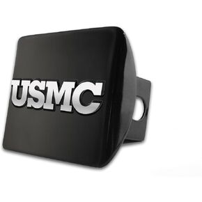 Elektroplate US Marine Corps USMC Black with Chrome USMC Block Letters Emblem Metal Hitch Cover Fits 2 Inch Auto Car Truck Receiver