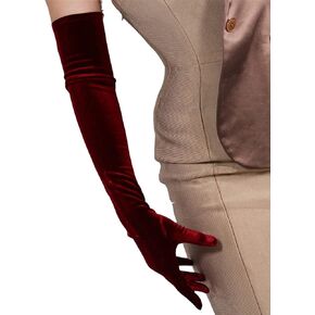 Dooway Women's Long Opera Velvet Gloves Length Length Counder Extress For Wedding Dress Costume Burgundy (Burgundy 60cm)