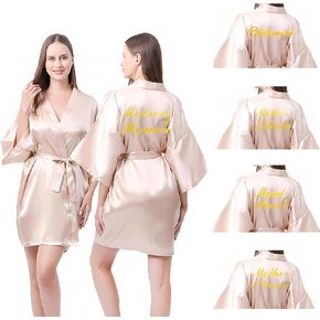 Women's Bride Robe Bridesmaid Robes Short Satin Kimono Robes for Wedding Party Bridal Robes Getting Ready
