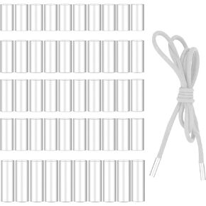 50Pcs Transparent Shoe Laces Rope Head Shrink Tubing, Sneaker Shoelace Heat Shrink Tubing Aglets Shoe Lace Clips