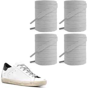 UamGlsob 2Pairs Shoelaces for Golden Goose Sneakers, 5/16"(8mm) Cotton Flat Athletic Shoe Laces Replacement Strings for GG