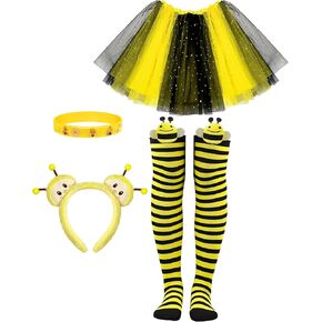 زي Dolkoic Bee Tutu للبنات Bee Bopper هوائي رئيس الهالوين النحل الأصفر Cosplay الحيوانات العسل موضوع الحزب اللوازم اللوازم
