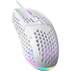 سولاكاكا ماوس العاب سلكي باضاءة RGB مع هيكل قرص العسل، قابل للتعديل 12800 نقطة لكل بوصة، 7 ازرار قابلة للبرمجة، ماوس العاب خفيف الوزن مريح لالعاب ويندوز/كمبيوتر/ماك/لابتوب in Kuwait