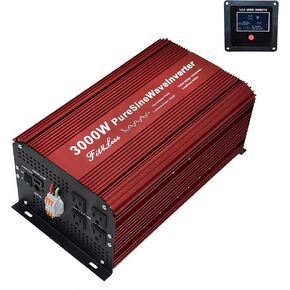 3000W Output Power Inverter with Four sockets Output, Pure sine Wave, Input DC 24V Output 110V 60Hz Ideal for 24V Solar System.