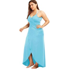 Plus Size Spaghetti Strap Swimwear Cover Ups for Women Beach Swimwear Sarong Backless Wrap Dress