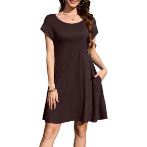 Larace Plus Size Women Swimsuit Cover Up Cap Sleeve Summer Beach Coverups فضفاضة قميص ملابس السباحة Sundress مع جيوب