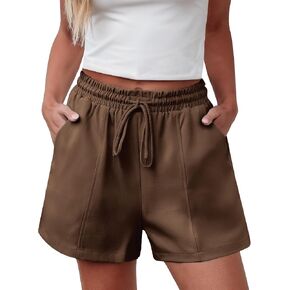 luvamia Casual Shorts for Women High Waisted Pull On Elastic Waist Drawstring Summer Trendy Beach Shorts with Pockets