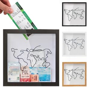Travel Adventure Archive Shadow Box, Memory Box Picture Frame with Slot, Concert Ticket Challenge Card Shadow Box Gifts for Keepsake Box, Travel Bill Coin Display Case Decor (White, 12*12 in)