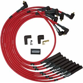 Moroso 73687 Red Ultra 40 Spark Plug Wire Set, Fits Big Block Chevy Over Valve Cover, Non HEI Distributor Ends, Straight Plug Ends