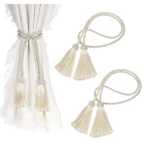uxcell 2Pcs Tassel Curtain Tiebacks, Curtain Holdbacks with Tassel Handmade Braided Decorative Tiebacks Rope for Home Bedroom Bathroom & Office Window Drapes, Dark Gray