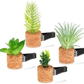 Tallew 4 Pcs Car Decoration Plant Air Freshener Vent Clip Succulent Cute Green Car Accessories for Women Girl Mini Plant for Interior Clips Diffuser Funny