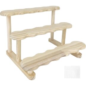 Wooden Display Riser Stand, 3 Tiered Perfume and Cologne Organizer Stand, 3 Tier Spice Rack Organizer, Rustic Display Shelf for Candles