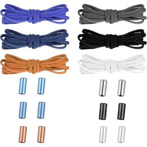 6 Pairs Stretch Tieless Athletic Shoelaces No Tie Elastic Shoe Lace 6 Colors Durable Shoelaces One Size Shoe Strings for All Adult Kids Sneakers Board Casual Flat Hiking Shoes Work Boots