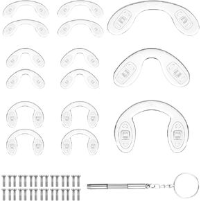 15 PCS Saddle Glasses Nose Pad Kit, 3 Sizes Silicone Non Slip Eyeglass Nose Pad with Screws Replacement Nosepads for Eye Glasses Sunglasses Eyewear Repair (Clear)