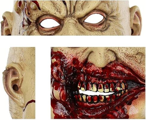 مخيف الجزار الجزار القديسين أقنعة ، قناع الهالوين الفم الدموي للبالغين ، زاحف هالوين مصاص دماء أقنعة الوجه الكامل ، قناع الرعب آكلي لحوم البشر. قناع تأثيري الأشرار الميت الشرير للرجل امرأة تنكر حزب الشر in Kuwait