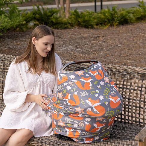 PIP+HARDY Baby Nursing & Breastfeeding Cover, One Size fits Most, Baby Car Seat Cover with Spandex, Car Seat Covers for Babies, Carseat Cover, Washable High Chair Cover, Newborn Baby Essentials in Saudi Arabia