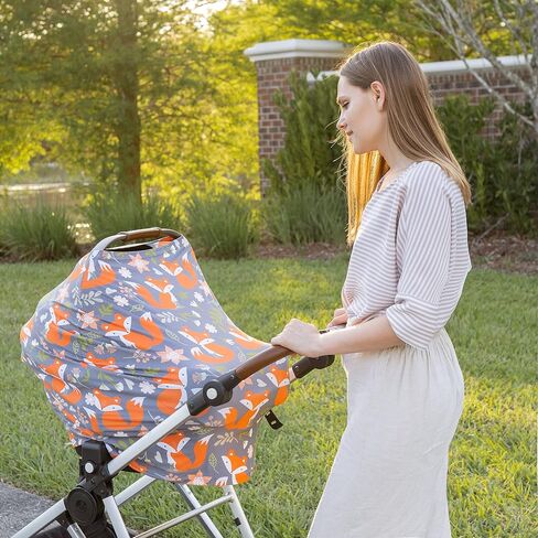 PIP+HARDY Baby Nursing & Breastfeeding Cover, One Size fits Most, Baby Car Seat Cover with Spandex, Car Seat Covers for Babies, Carseat Cover, Washable High Chair Cover, Newborn Baby Essentials in Saudi Arabia