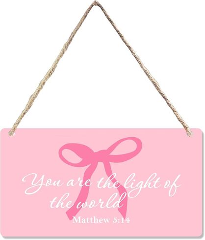 CGBHW Coquette Pink Bow Bible Verses Wooden Sign, Girly Religious Christian Scripture Hanging Sign Wall Decor for Prayer Room, Fearfully And Wonderfully Made Door Decor 12 x 6 Inch in Kuwait