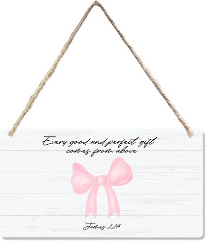 CGBHW Coquette Pink Bow Bible Verses Wooden Sign, Girly Religious Christian Scripture Hanging Sign Wall Decor for Prayer Room, Fearfully And Wonderfully Made Door Decor 12 x 6 Inch in Kuwait