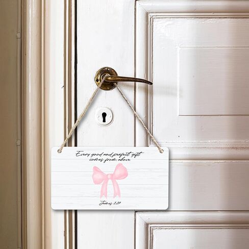 CGBHW Coquette Pink Bow Bible Verses Wooden Sign, Girly Religious Christian Scripture Hanging Sign Wall Decor for Prayer Room, Fearfully And Wonderfully Made Door Decor 12 x 6 Inch in Kuwait