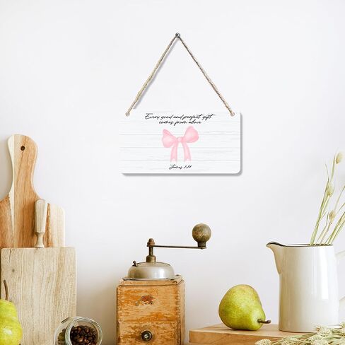 CGBHW Coquette Pink Bow Bible Verses Wooden Sign, Girly Religious Christian Scripture Hanging Sign Wall Decor for Prayer Room, Fearfully And Wonderfully Made Door Decor 12 x 6 Inch in Kuwait