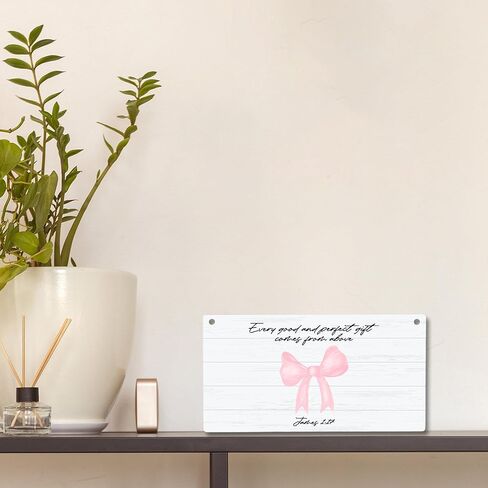 CGBHW Coquette Pink Bow Bible Verses Wooden Sign, Girly Religious Christian Scripture Hanging Sign Wall Decor for Prayer Room, Fearfully And Wonderfully Made Door Decor 12 x 6 Inch in Kuwait