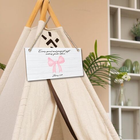 CGBHW Coquette Pink Bow Bible Verses Wooden Sign, Girly Religious Christian Scripture Hanging Sign Wall Decor for Prayer Room, Fearfully And Wonderfully Made Door Decor 12 x 6 Inch in Kuwait