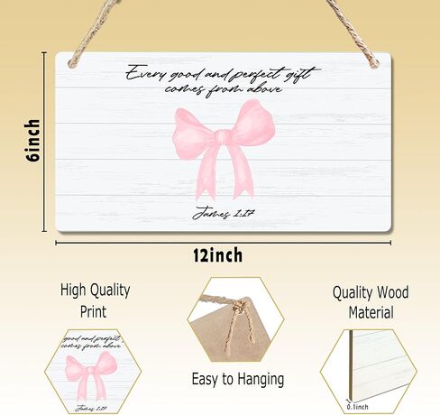 CGBHW Coquette Pink Bow Bible Verses Wooden Sign, Girly Religious Christian Scripture Hanging Sign Wall Decor for Prayer Room, Fearfully And Wonderfully Made Door Decor 12 x 6 Inch in Kuwait