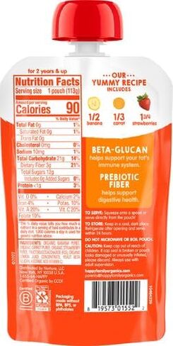 HAPPY TOT Organic Banana, Carrots, & Strawberries Immunity Baby Food, 4 OZ in Kuwait