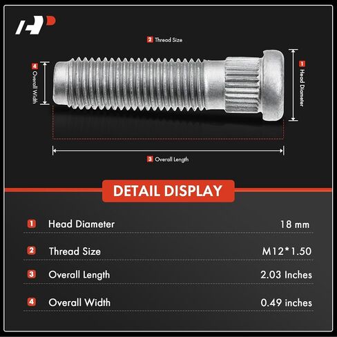 A-premium 4pcs عجلات الأزرار M12x1.50 و 33 مم مسننة طويلة متوافقة مع شيفروليه aveo aveo5 bear Spark Pontiac G3 Wave5 in Kuwait