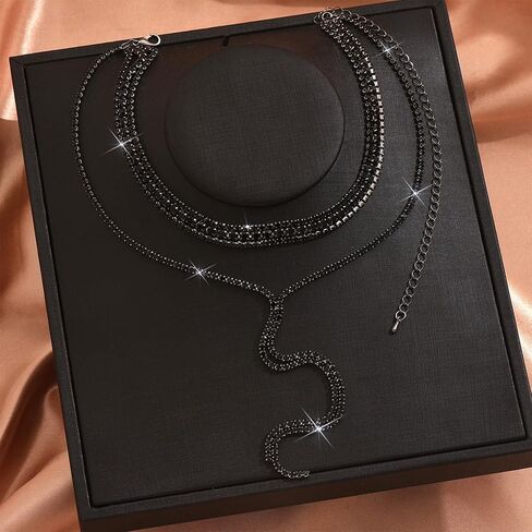 Rhinestone Lariat Necklace for Women Elegant Choker Y-Necklace Sparkling Crystals Long Adjustable Chain Jewelry Gift for Party Evening Wear in Kuwait
