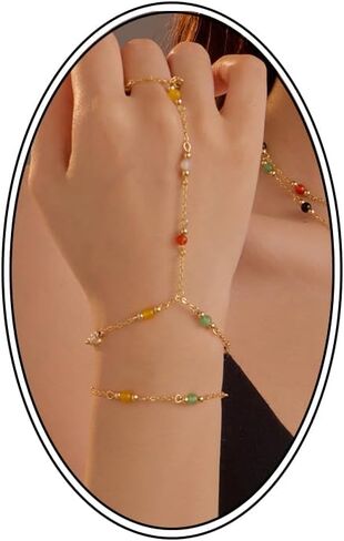 Multi-Colored Gemstone Y-Shaped Long Necklace, Gold Tone in Kuwait