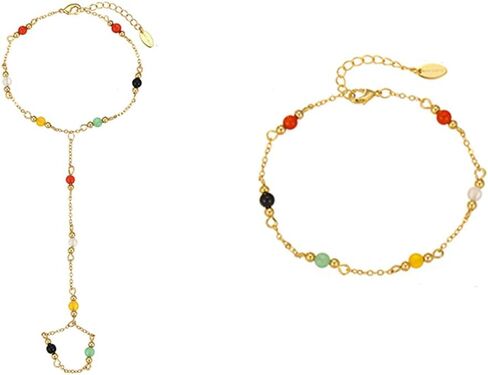 Multi-Colored Gemstone Y-Shaped Long Necklace, Gold Tone in Kuwait