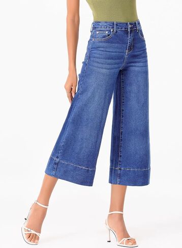 EVALESS Wide Leg Jeans for Women High Waisted Capri Pants Trendy Stretchy Straight Baggy Denim Pants in Saudi Arabia