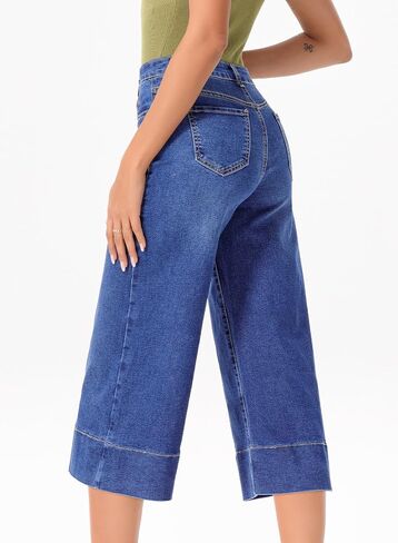 EVALESS Wide Leg Jeans for Women High Waisted Capri Pants Trendy Stretchy Straight Baggy Denim Pants in Saudi Arabia